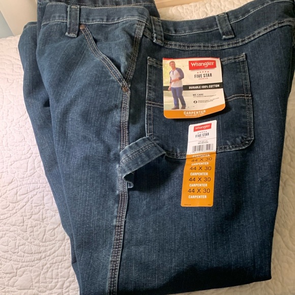 Wrangler Other - Wrangler Men's Blue Carpenter Jeans Size 44-30 NEW 5 Star premium W/Deep Pockets